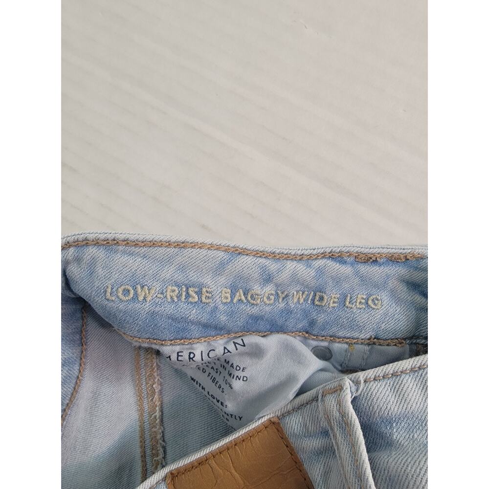AMERICAN EAGLE Jeans Sz 000 Low Rise Baggy Wide Leg Drapey Light Wash Retro - Picture 4 of 12